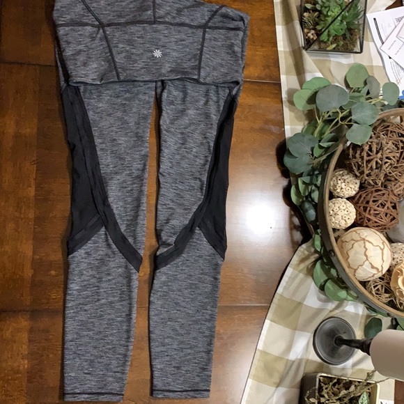 Athleta Leggings. Size Medium. Gray with black, sheer panels on legs. Super cute - Picture 6 of 7